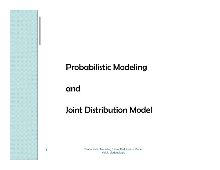 probabilistic modeling and joint distribution model
