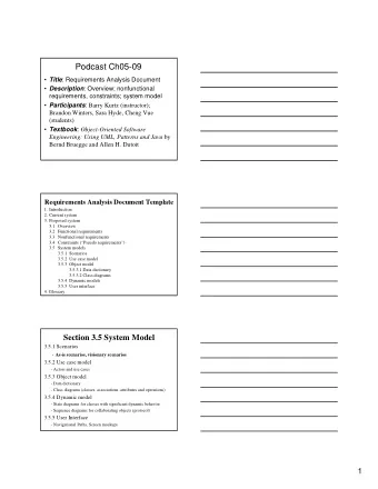 Podcast Ch05-09  Title : Requirements Analysis Document  Description : Overview;