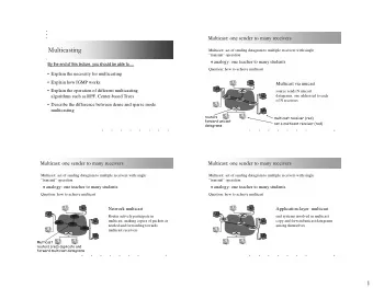 Multicasting  Multicasting  Multicast: act of sending datagram to multiple receivers with single