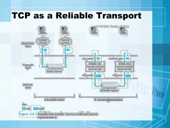 TCP as a Reliable Transport How things can go wrong  Lost packets  Corrupted packets