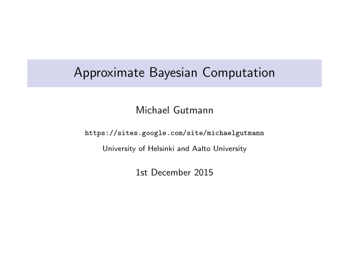 approximate bayesian computation