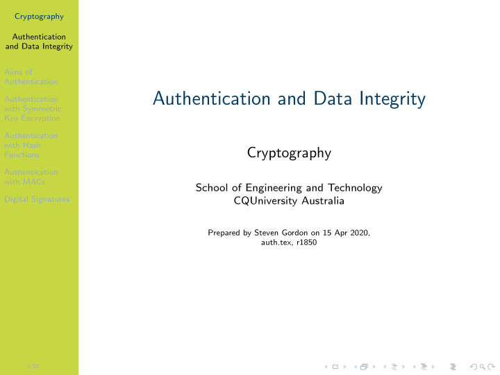 authentication and data integrity