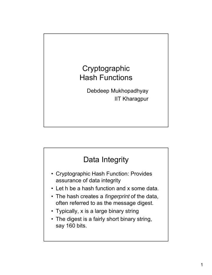 cryptographic hash functions