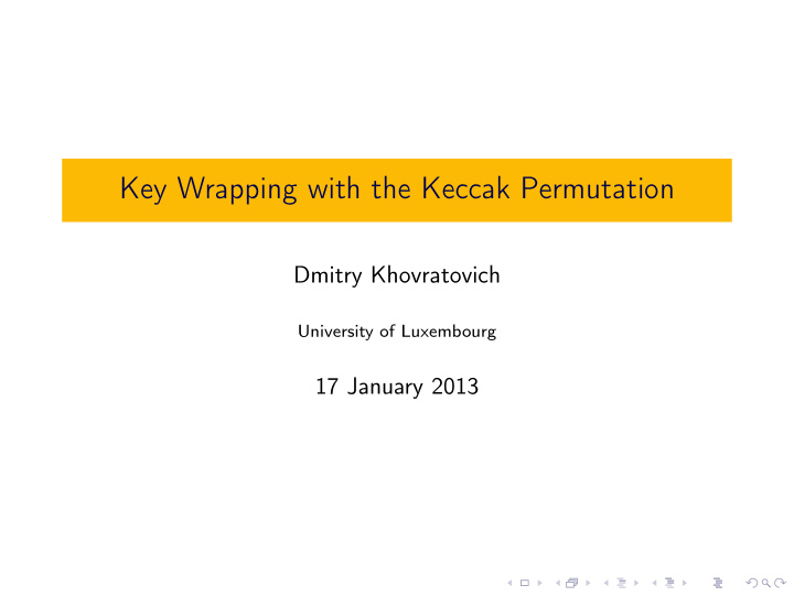 key wrapping with the keccak permutation