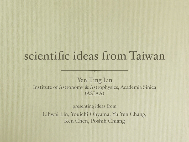 scientific ideas from taiwan