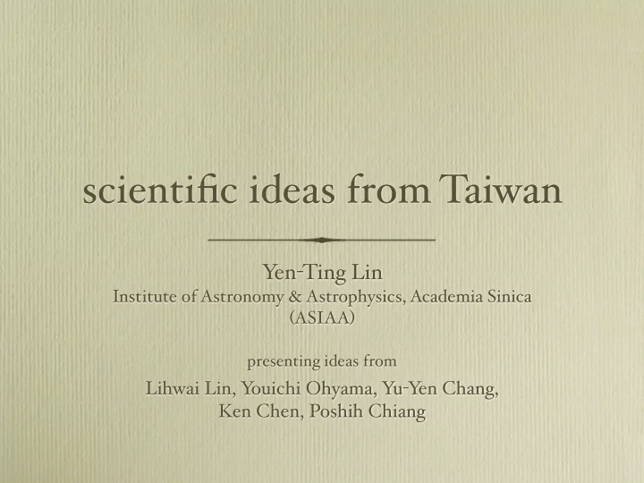 scientific ideas from taiwan