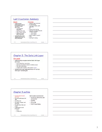 Last 3 Lectures: Summary  Goals:  Overview:  network layer services  understand  IP
