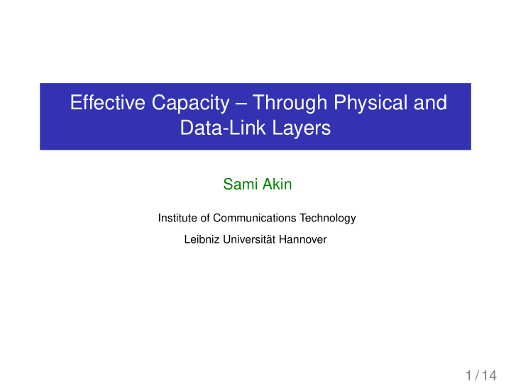effective capacity through physical and data link layers