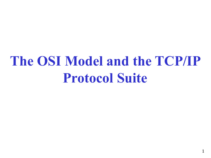 the osi model and the tcp ip protocol suite