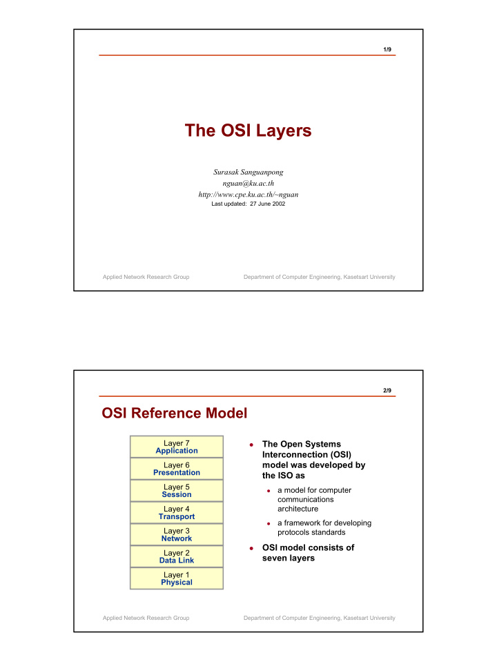 the osi layers