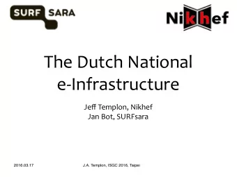 The  Dutch  National   e-Infrastructure Jeff  Templon,  Nikhef   Jan