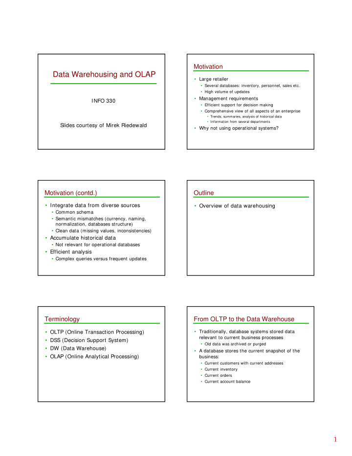 data warehousing and olap