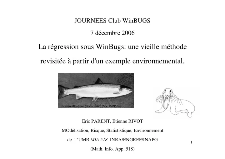la r gression sous winbugs une vieille m thode revisit e