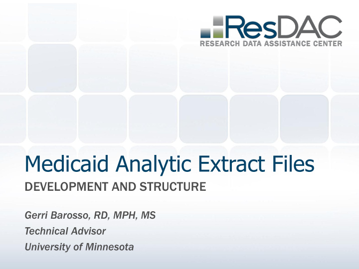 medicaid analytic extract files