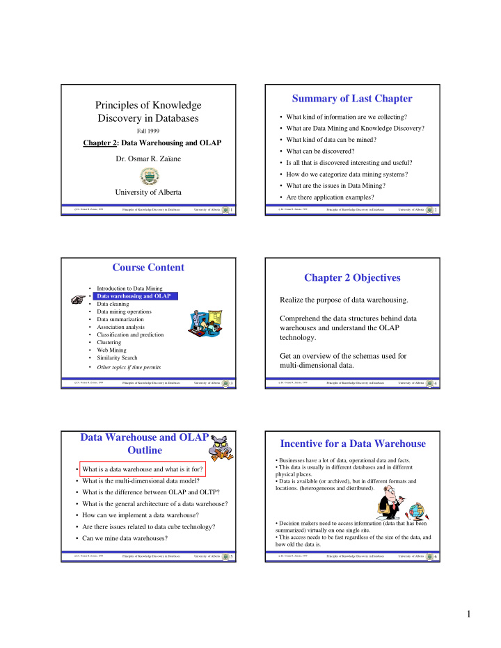 summary of last chapter principles of knowledge discovery