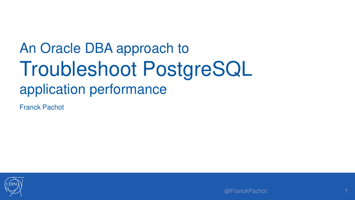 troubleshoot postgresql