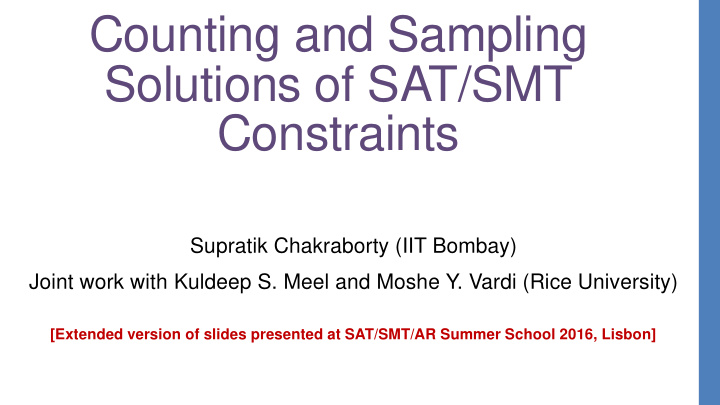 counting and sampling solutions of sat smt