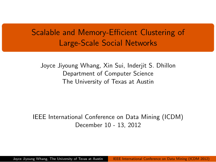 scalable and memory efficient clustering of large scale