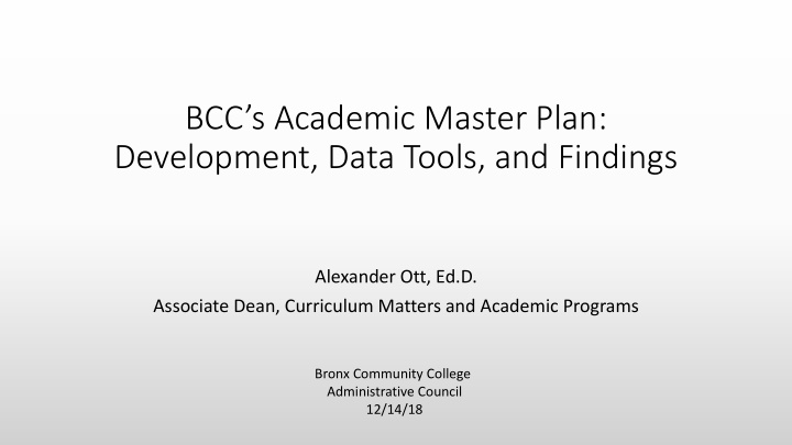 bcc s academic master plan