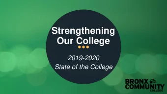 Strengthening  Our College  2019-2020  State of the College  Opening Remarks  Greetings from Senate