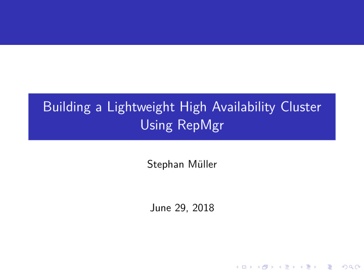 building a lightweight high availability cluster using