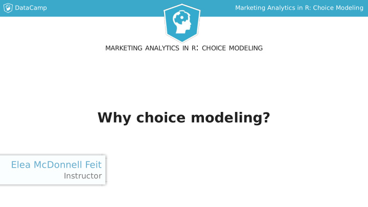 why choice modeling