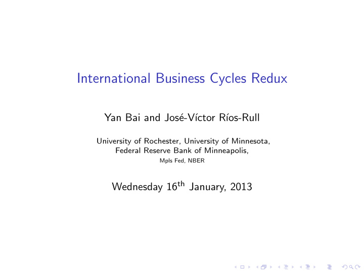 international business cycles redux