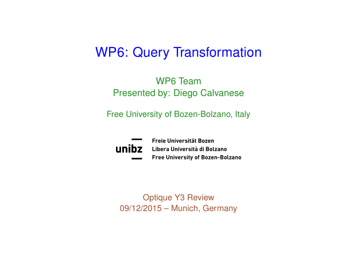 wp6 query transformation