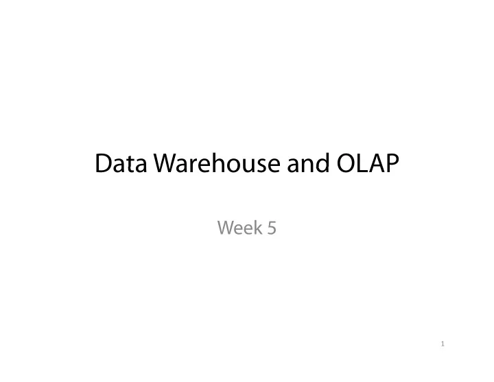 data warehouse and olap data warehouse and olap