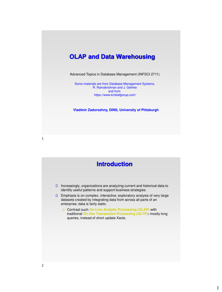 olap and data warehousing