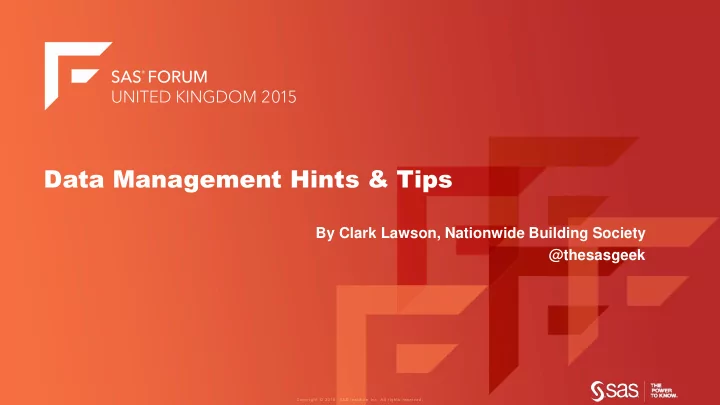 data management hints tips