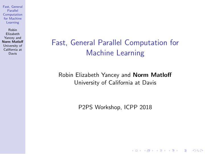 fast general parallel computation for