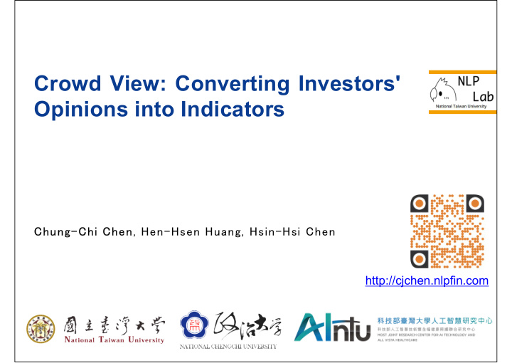 crowd view converting investors opinions into indicators