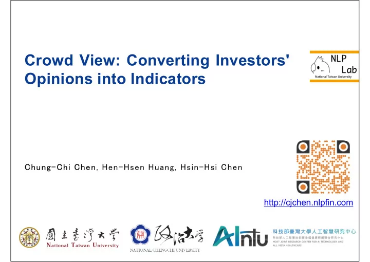 crowd view converting investors opinions into indicators