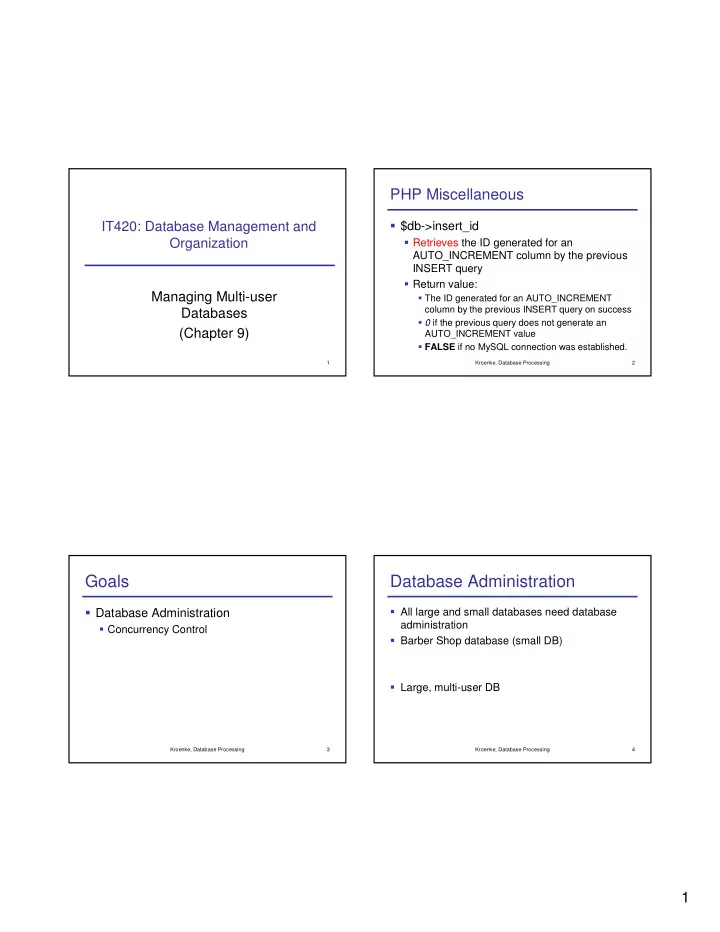 goals database administration