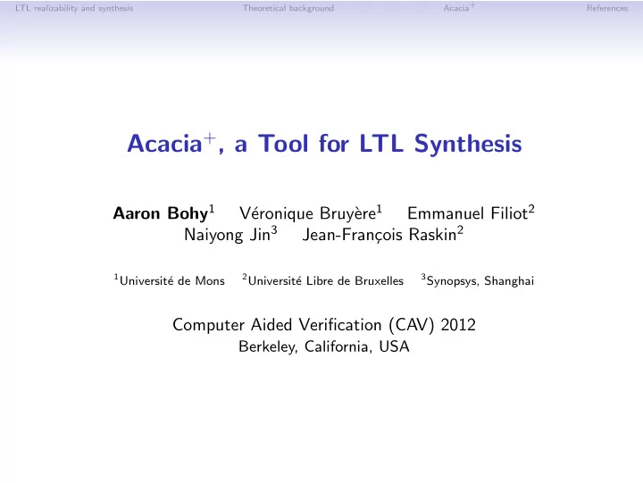 acacia a tool for ltl synthesis