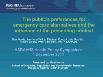 Paul Harris , Jennifer A Whitty, Elizabeth Kendall, Julie Ratcliffe,  Andrew Wilson, Peter