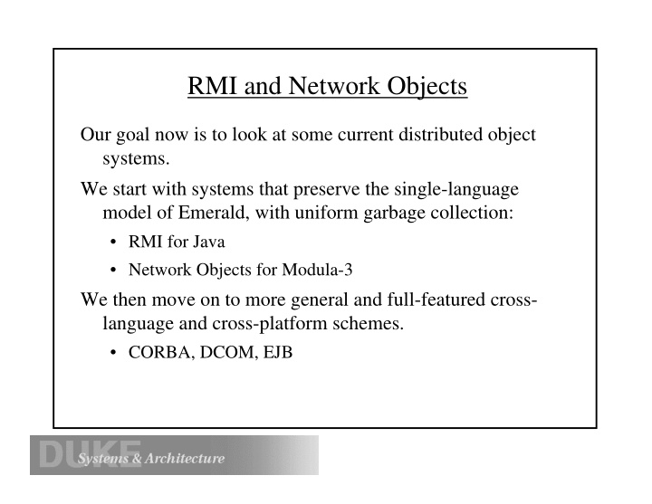 rmi and network objects