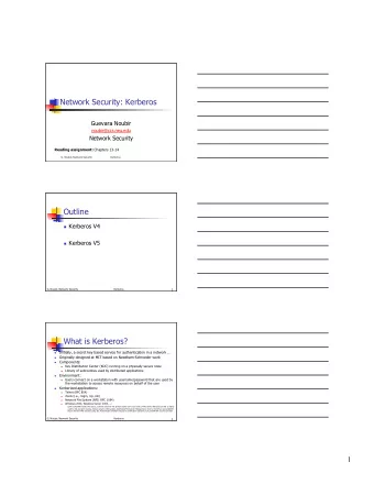 Network Security: Kerberos  Guevara Noubir  noubir@ccs.neu.edu  Network Security Reading