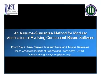 An Assume-Guarantee Method for Modular  An Assume-Guarantee Method for Modular  Verification of