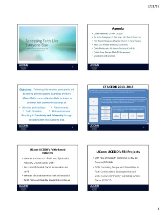 Agenda  Agenda   Linda Rammler, UConn UCEDD  (copy from Agenda handout)   Fr. John Gallagher,