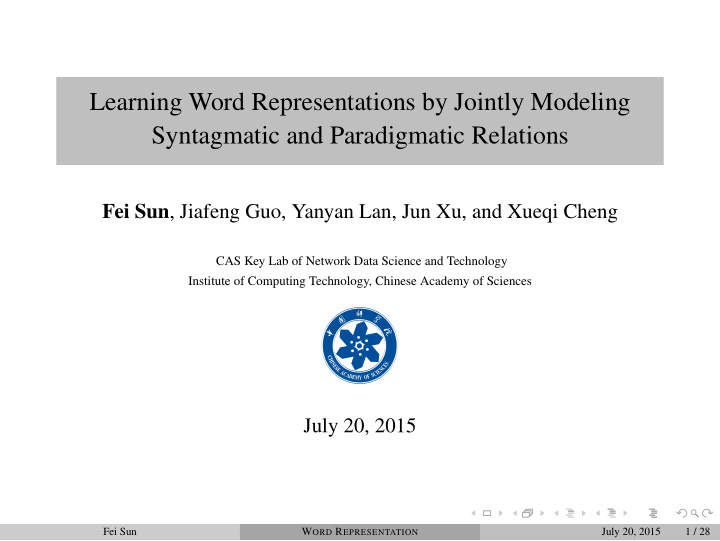 learning word representations by jointly modeling