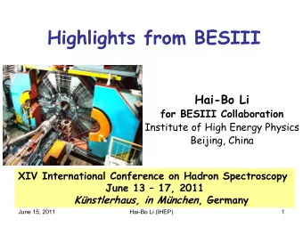 Highlights from BESIII  Hai-Bo Li  for BESIII Collaboration  Institute of High Energy Physics