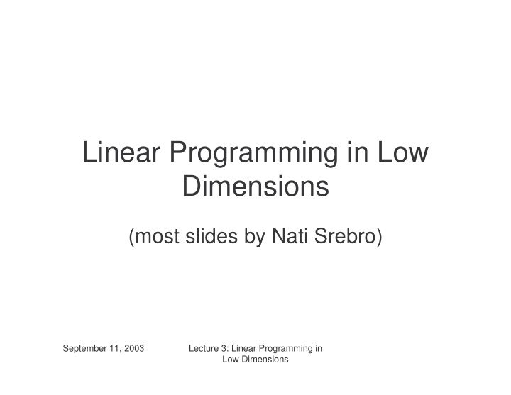 linear programming in low dimensions