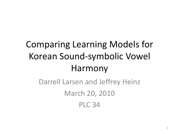 comparing learning models for