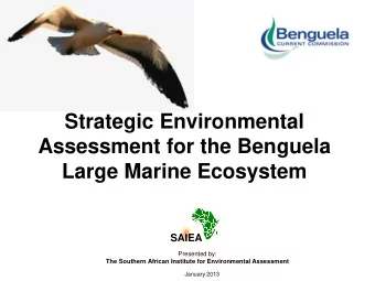 Strategic Environmental  Assessment for the Benguela  Large Marine Ecosystem  SAIEA  Presented by: