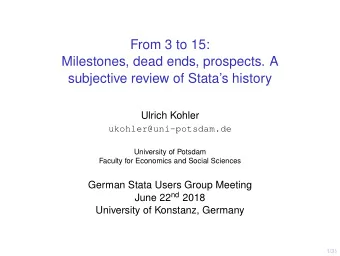 From 3 to 15:  Milestones, dead ends, prospects. A  subjective review of Statas history  Ulrich