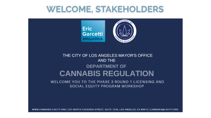 welcome stakeholders overview