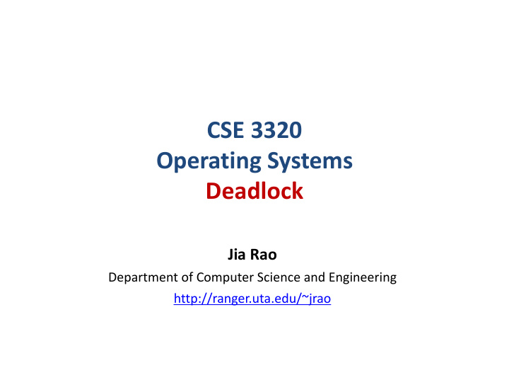 cse 3320 operating systems deadlock