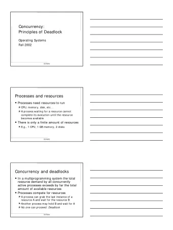 Concurrency:  Principles of Deadlock  Operating Systems  Fall 2002  OS Fall02  Processes and